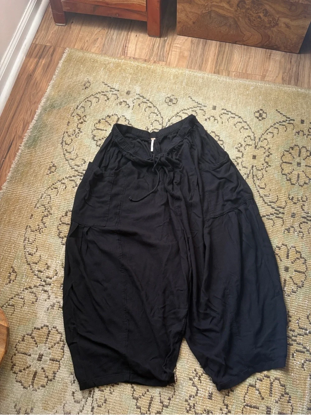 Free People Black Oversized Harem Joggers with Drawstring - Picture 3 of 3
